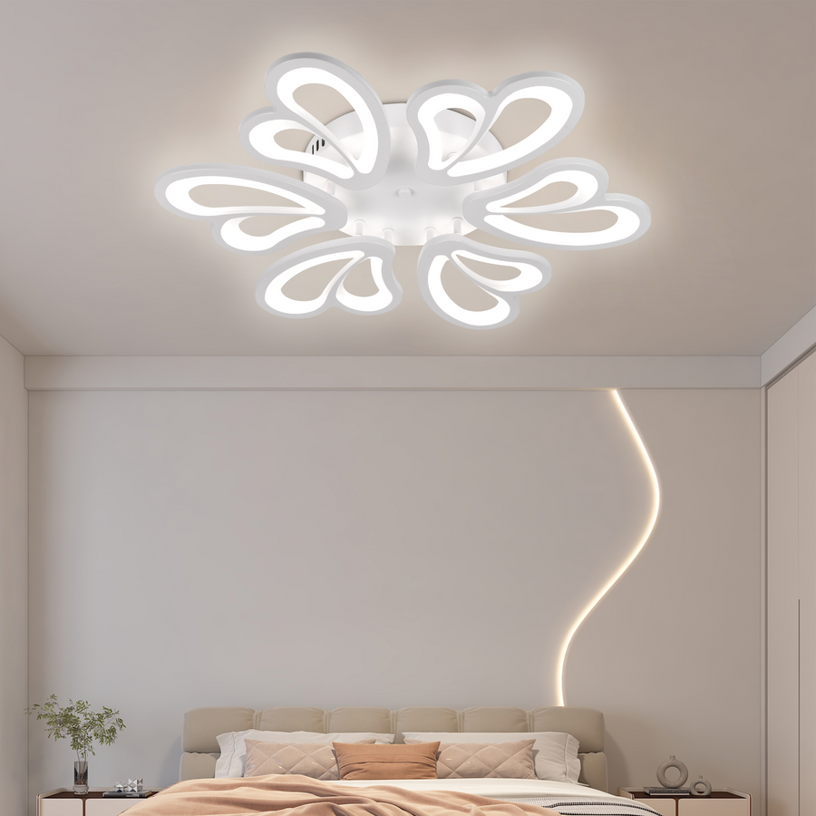Πολυέλαιος LED με τηλεχειριστήριο BLOSSOM 78W, 6 πέταλα, Διάμετρος 60 cm, Κρύο/Ζεστό/Ουδέτερο φως, Ρυθμιζόμενο, Λευκός πολυέλαιος LED με τηλεχειριστήριο Προεπιλεγμένος τίτλος Alessandro Design