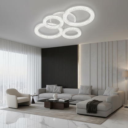Πολυέλαιος LED Linnea με τηλεχειριστήριο, 74W, 3000K/4000K/6000K, Dimmable, White, Crystals LED Chandeliers with Remote Control Προεπιλεγμένος τίτλος Alessandro Design