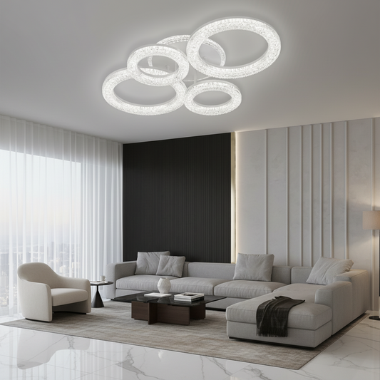 Πολυέλαιος LED Linnea με τηλεχειριστήριο, 74W, 3000K/4000K/6000K, Dimmable, White, Crystals LED Chandeliers with Remote Control Προεπιλεγμένος τίτλος Alessandro Design