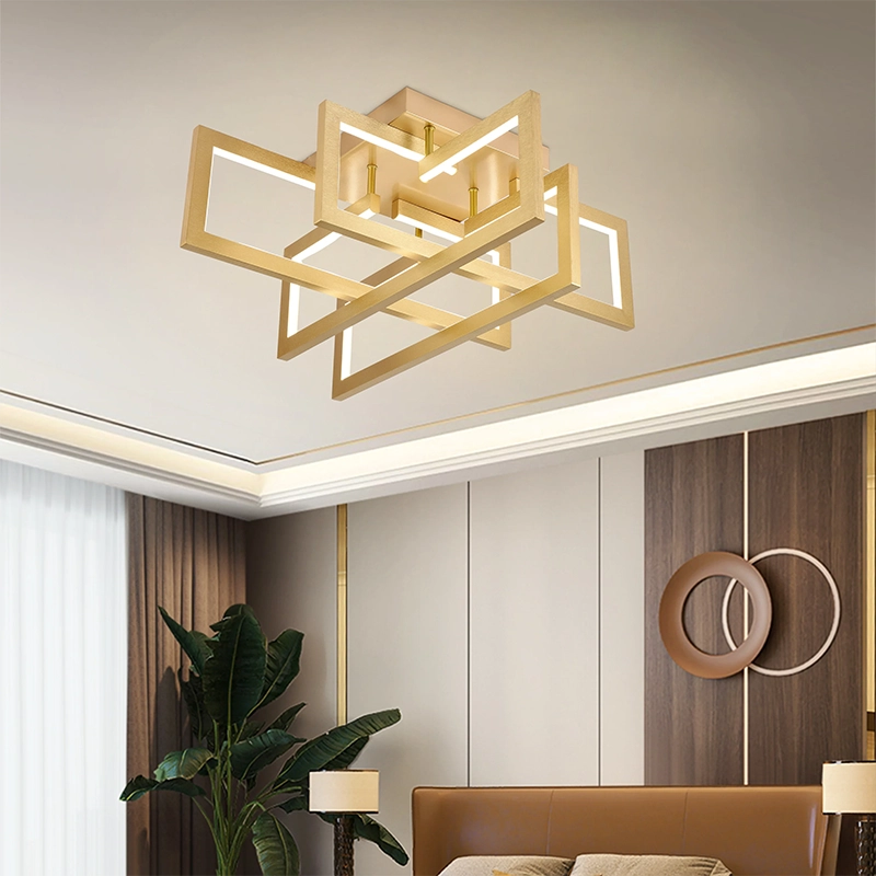 Πολυέλαιος LED με τηλεχειριστήριο 96W, 4 Στοιχεία, Κρύο/Ζεστό/Ουδέτερο φως, Ρυθμιζόμενο, Χρυσό