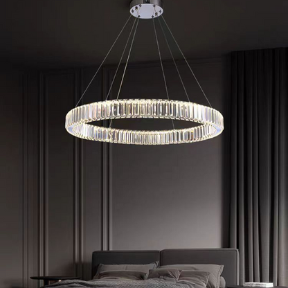 Lustra LED cu telecomanda LLC130/1CH, Cristal si Metal, 31W, 1 Cerc, Dimabila, Inaltime Reglabila, Lumina Rece/Calda/Neutra, Iluminat Luxos Lustre LED cu Telecomanda Default Title Alessandro Design