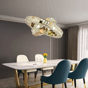 Lustra LED cu Telecomanda, LLC135/2GD, Cristal si Metal, 54W, 2 Cerc, Dimabila, Inaltime Reglabila, Lumina Rece/Calda/Neutra 3000K/4000K/6000K, Iluminat Luxos Lustre LED cu Telecomanda Default Title Alessandro Design