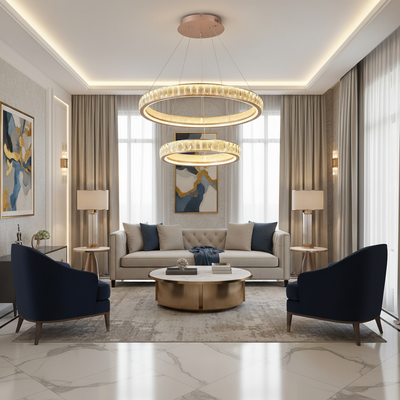 Κρυστάλλινος πολυέλαιος, Kensington Magno, 111W, Χρυσός, 2 στοιχεία, Ρυθμιζόμενο ύψος, Ζεστό/Ψυχρό/Ουδέτερο φως