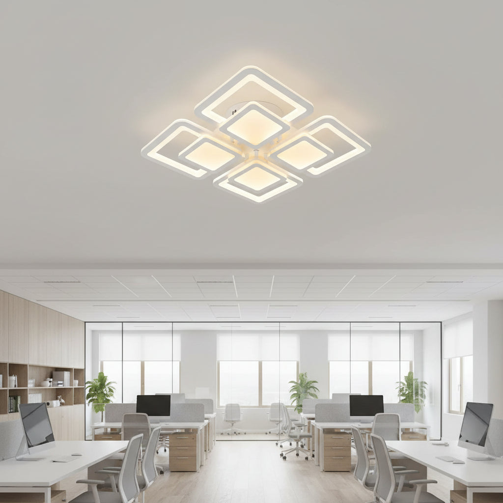 Πολυέλαιος LED με τηλεχειριστήριο SUSAN 96W, 4 τετράγωνα, κρύο/θερμό/ουδέτερο φως, ρυθμιζόμενο, λευκός πολυέλαιος LED με τηλεχειριστήριο Προεπιλεγμένος τίτλος Alessandro Design