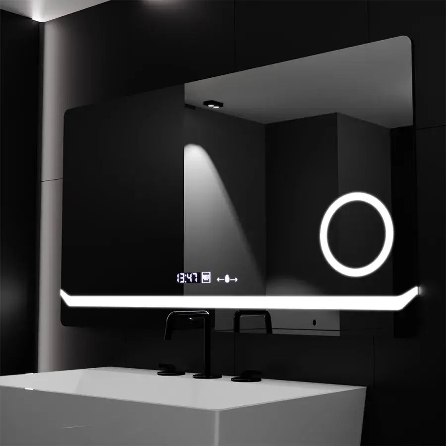 Ορθογώνιος καθρέφτης LED, 80x60 cm, Definition MotionGlow Marcello, Σύστημα αποθαμβώματος, Ρολόι & Θερμόμετρο, Καλλυντικός Μεγεθυντικός φακός, Καθρέφτες Dimable Marcello Προεπιλεγμένος τίτλος Alessandro Design