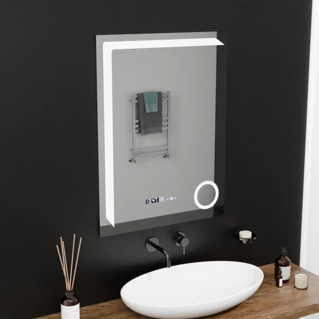 Ορθογώνιος καθρέφτης LED, 60x80cm, Precision MotionGlow Marcello, Σύστημα αποθαμβώματος, Ρολόι & Θερμόμετρο, Καλλυντικός Μεγεθυντικός φακός, Καθρέφτες Dimable Marcello Προεπιλεγμένος τίτλος Alessandro Design
