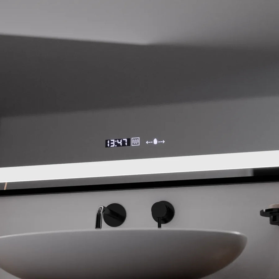 Ορθογώνιος καθρέφτης LED, 100x65 cm, Verite Majeste Noir Motion Glow Marcello, Σύστημα αποθαμβώματος, Ρολόι & Θερμόμετρο, Καθρέφτες Dimable Marcello Προεπιλεγμένος τίτλος Alessandro Design