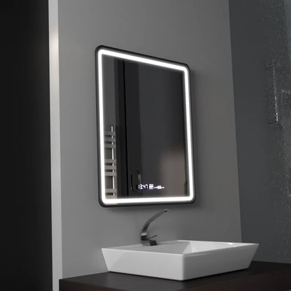 Ορθογώνιος καθρέφτης LED, 75x90cm, Favola MotionGlow Marcello, Σύστημα Demister, Ρολόι & Θερμόμετρο, Dimable