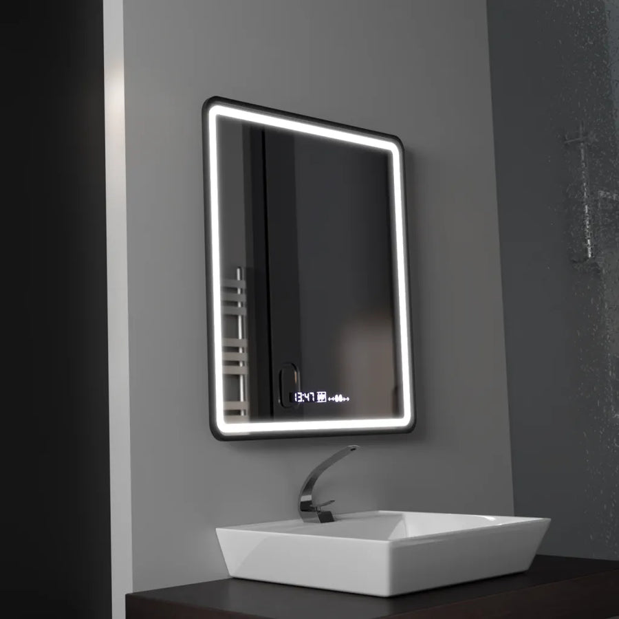Ορθογώνιος καθρέφτης LED, 75x90cm, Favola MotionGlow Marcello, Σύστημα Demister, Ρολόι & Θερμόμετρο, Dimable