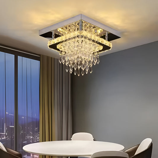 Alberico Square LED Πολυέλαιος, 17W, Κρύο/Ζεστό/Ουδέτερο φως, Crystal, Glossy Chrome Modern Chandeliers Προεπιλεγμένος τίτλος Alessandro Design