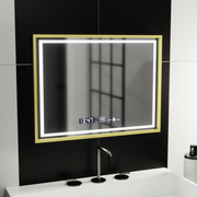 Ορθογώνιος καθρέφτης LED, 80x60 cm, Verite Royale Gold MotionGlow Marcello, Σύστημα αποθαμβώματος, Ρολόι & Θερμόμετρο, Dimable Καθρέφτες Marcello Προεπιλεγμένος τίτλος Alessandro Design