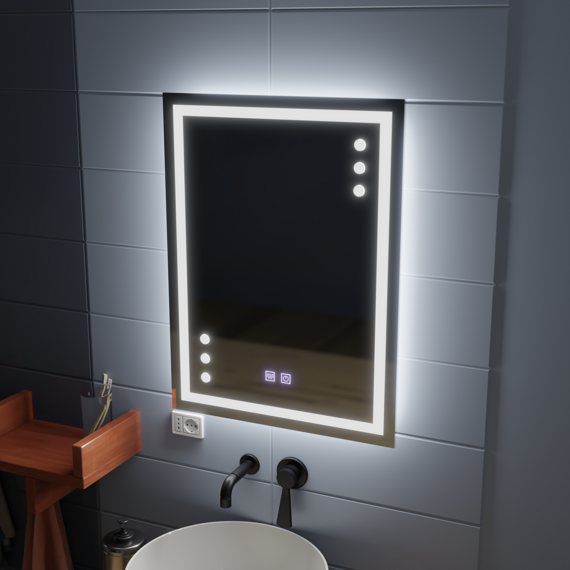 Καθρέφτης LED Touch Infima Σύστημα Αποθάμπωσης 60X80cm Καθρέφτες Korman E Προεπιλεγμένος Τίτλος Alessandro Design