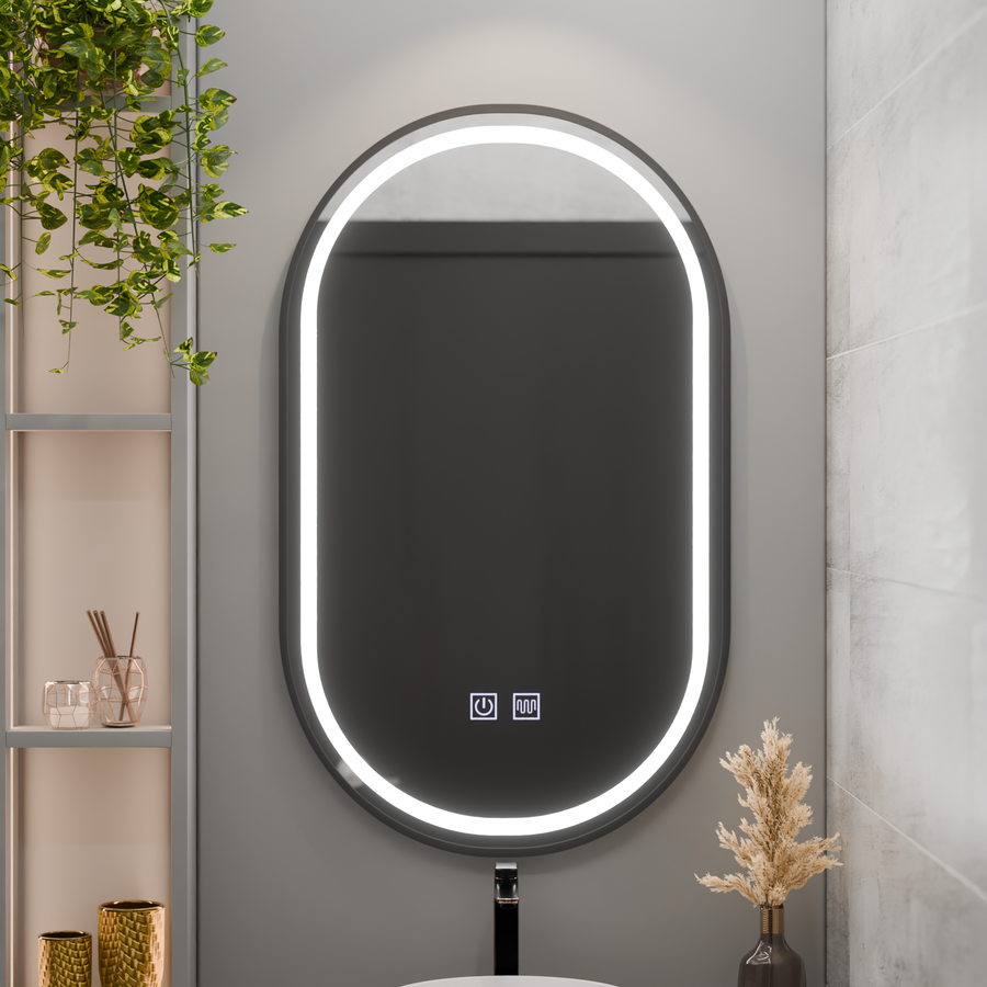 Οβάλ καθρέφτης LED 50x100cm VETRO Touch Dimable Demister System, Μαύρο πλαίσιο Korman Mirrors E Προεπιλεγμένος τίτλος Alessandro Design