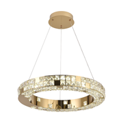 Lustra LED cu Telecomanda, LLC135/1GD, Cristal si Metal, 29W, 1 Cerc, Dimabila, Inaltime Reglabila, Lumina Rece/Calda/Neutra, Iluminat Luxos Lustre LED cu Telecomanda Default Title Alessandro Design