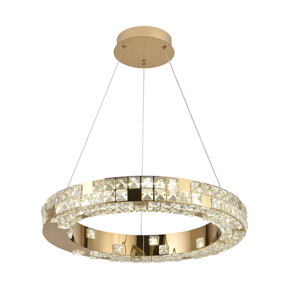 Lustra LED cu Telecomanda, LLC135/1GD, Cristal si Metal, 29W, 1 Cerc, Dimabila, Inaltime Reglabila, Lumina Rece/Calda/Neutra, Iluminat Luxos Lustre LED cu Telecomanda Default Title Alessandro Design