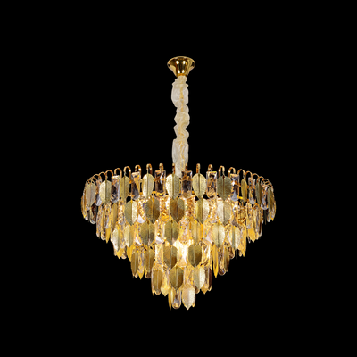 Πολυέλαιος Crystal VENARIA 6x E14, Διάμετρος 40cm, Γυαλιστερό Χρυσό, Ρυθμιζόμενο Ύψος