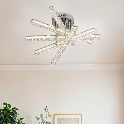 Πολυέλαιος LED με τηλεχειριστήριο LUELLA 79W 5 Στοιχείων, Γραμμικό, Κρύο/Ζεστό/Ουδέτερο φως, Ρυθμιζόμενο, Ασημί κρύσταλλο LED Πολυέλαιος Προεπιλεγμένος τίτλος Alessandro Design