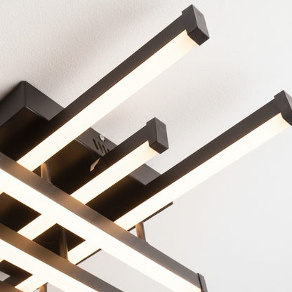 Πολυέλαιος LED με Τηλεχειριστήριο LINEX, 108W, 8 στοιχεία, Κρύο/Ζεστό/Ουδέτερο φως, Ρυθμιζόμενο, Μαύροι πολυέλαιοι LED με Τηλεχειριστήριο Προεπιλεγμένος τίτλος Alessandro Design