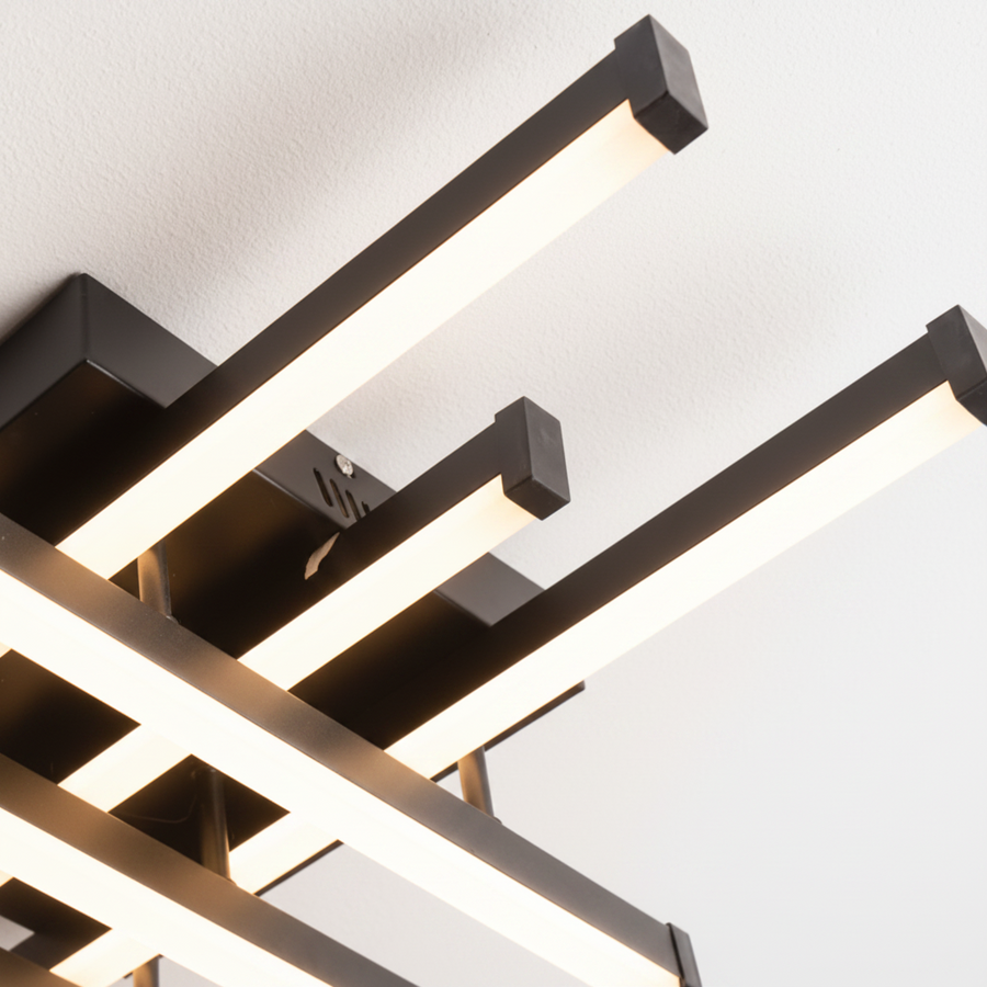 Πολυέλαιος LED με Τηλεχειριστήριο LINEX, 108W, 8 στοιχεία, Κρύο/Ζεστό/Ουδέτερο φως, Ρυθμιζόμενο, Μαύροι πολυέλαιοι LED με Τηλεχειριστήριο Προεπιλεγμένος τίτλος Alessandro Design