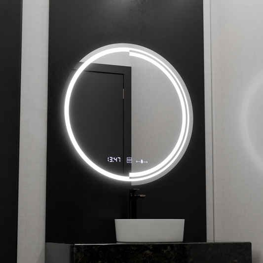 Στρογγυλός καθρέφτης LED, 60 cm, Αισθητήρας MotionGlow Consuel Marcello, Σύστημα αποθαμβώματος, Ρολόι & Θερμόμετρο, Καθρέφτες Dimable Marcello Προεπιλεγμένος τίτλος Alessandro Design