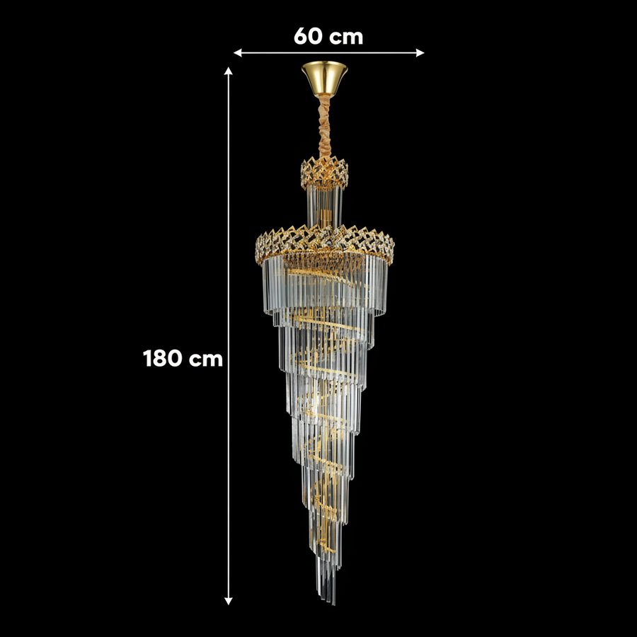 Crystal Chandelier CC800/700X2100GD, 33xE14, Διάμετρος 70cm, Ύψος 210cm, Γυαλιστερό χρυσό, Ρυθμιζόμενο ύψος, Κομψή σχεδίαση Crystal Chandeliers Προεπιλεγμένος τίτλος Alessandro Design