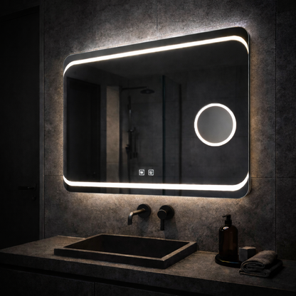 Ορθογώνιος καθρέφτης LED, 80x60 εκ., Stella Touch, Καθρέφτες συστήματος απομίμησης Korman E Προεπιλεγμένος τίτλος Alessandro Design