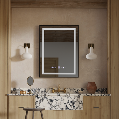 Ορθογώνιος καθρέφτης LED, 50x70 cm, Verite Majeste Noir Motion Glow Marcello, Σύστημα αποθαμβώματος, Ρολόι & Θερμόμετρο, Καθρέφτες Dimable Marcello Προεπιλεγμένος τίτλος Alessandro Design