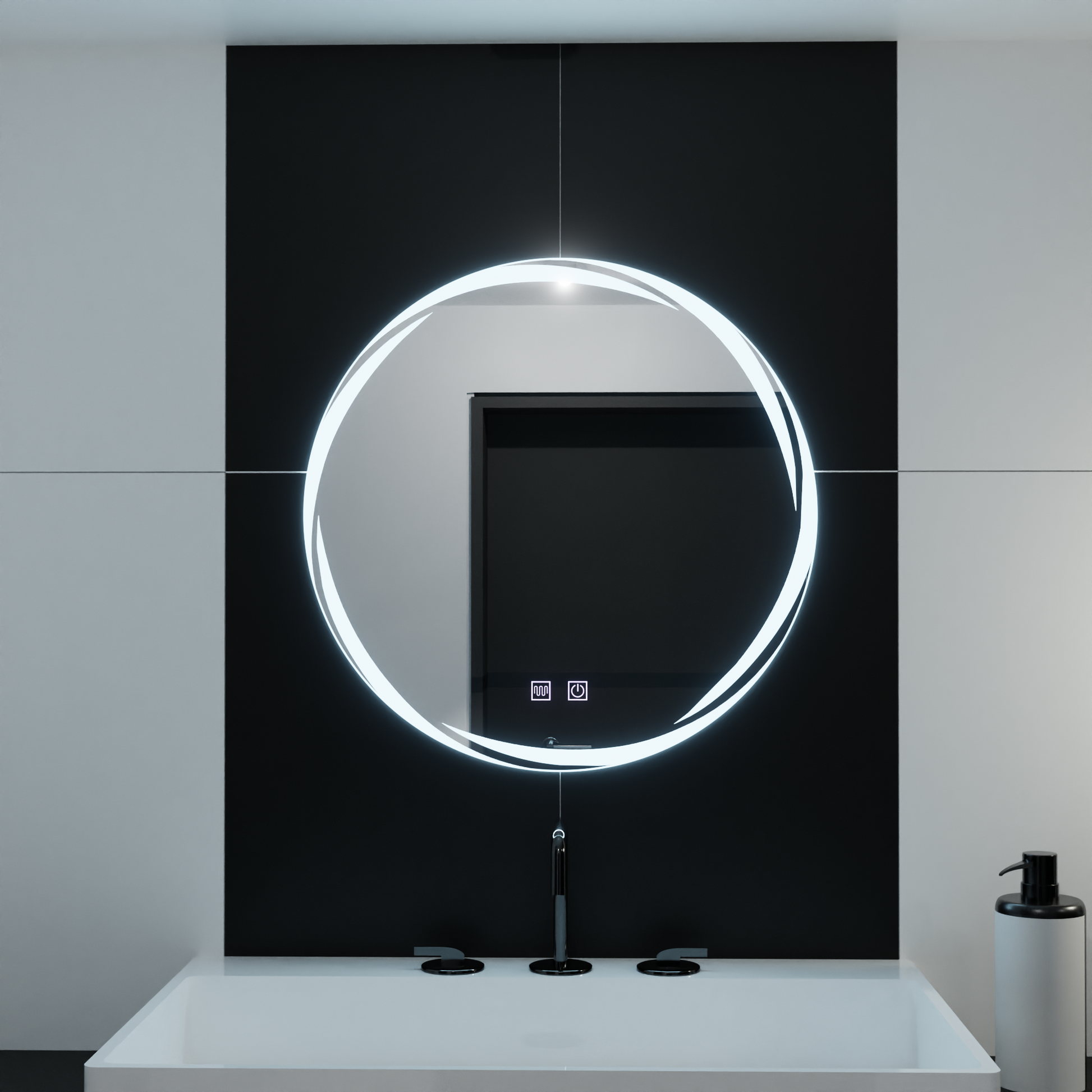 LED Στρογγυλός καθρέφτης 60cm, Spirallus Touch, Demister System, Dimmable Mirrors Korman E Προεπιλεγμένος τίτλος Alessandro Design