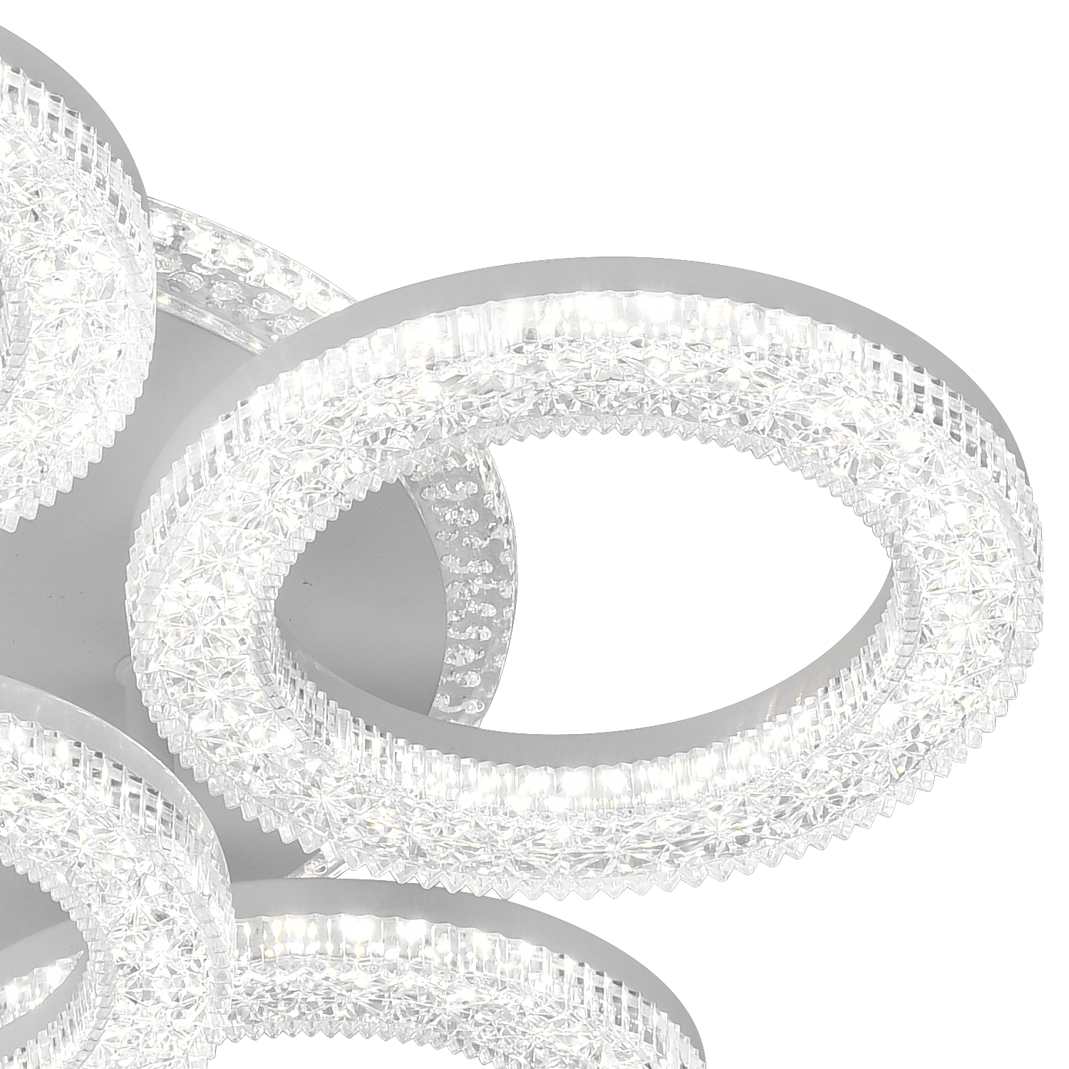 FREJA LED Πολυέλαιος με Τηλεχειριστήριο, 51cm, 90W, 3000K/4000K/6000K, Dimmable, White, Crystals, 6 Circles LED Chandeliers with Remote Control Προεπιλεγμένος τίτλος Alessandro Design