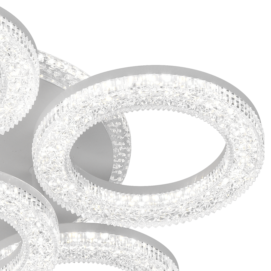 FREJA LED Πολυέλαιος με Τηλεχειριστήριο, 51cm, 90W, 3000K/4000K/6000K, Dimmable, White, Crystals, 6 Circles LED Chandeliers with Remote Control Προεπιλεγμένος τίτλος Alessandro Design