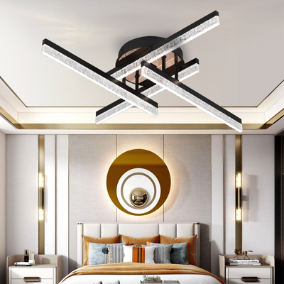 Πολυέλαιος LED με Τηλεχειριστήριο LT179/4BK, 34W, 4 Στοιχεία, Κρύο/Ζεστό/Ουδέτερο φως, Ρυθμιζόμενο, Μαύρο