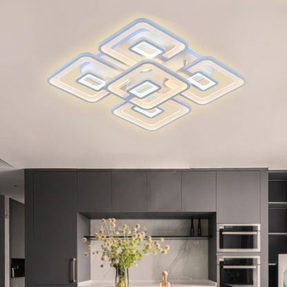 Πολυέλαιος LED με τηλεχειριστήριο FELIX 119W, 5 τετράγωνα, κρύο/θερμό/ουδέτερο φως, ρυθμιζόμενο, λευκός πολυέλαιος LED με τηλεχειριστήριο Προεπιλεγμένος τίτλος Alessandro Design