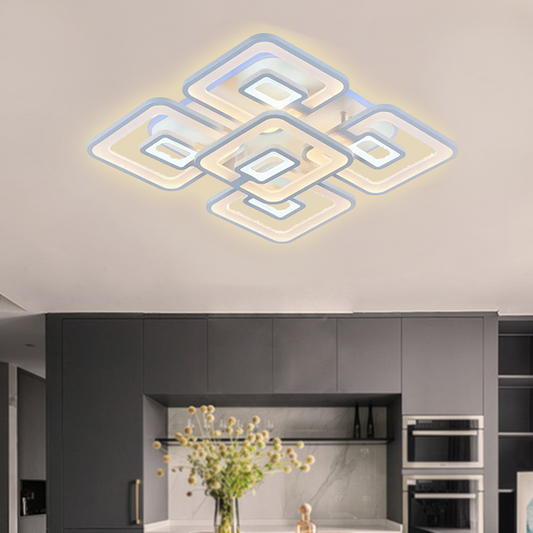 Πολυέλαιος LED με τηλεχειριστήριο FELIX 119W, 5 τετράγωνα, κρύο/θερμό/ουδέτερο φως, ρυθμιζόμενο, λευκός πολυέλαιος LED με τηλεχειριστήριο Προεπιλεγμένος τίτλος Alessandro Design