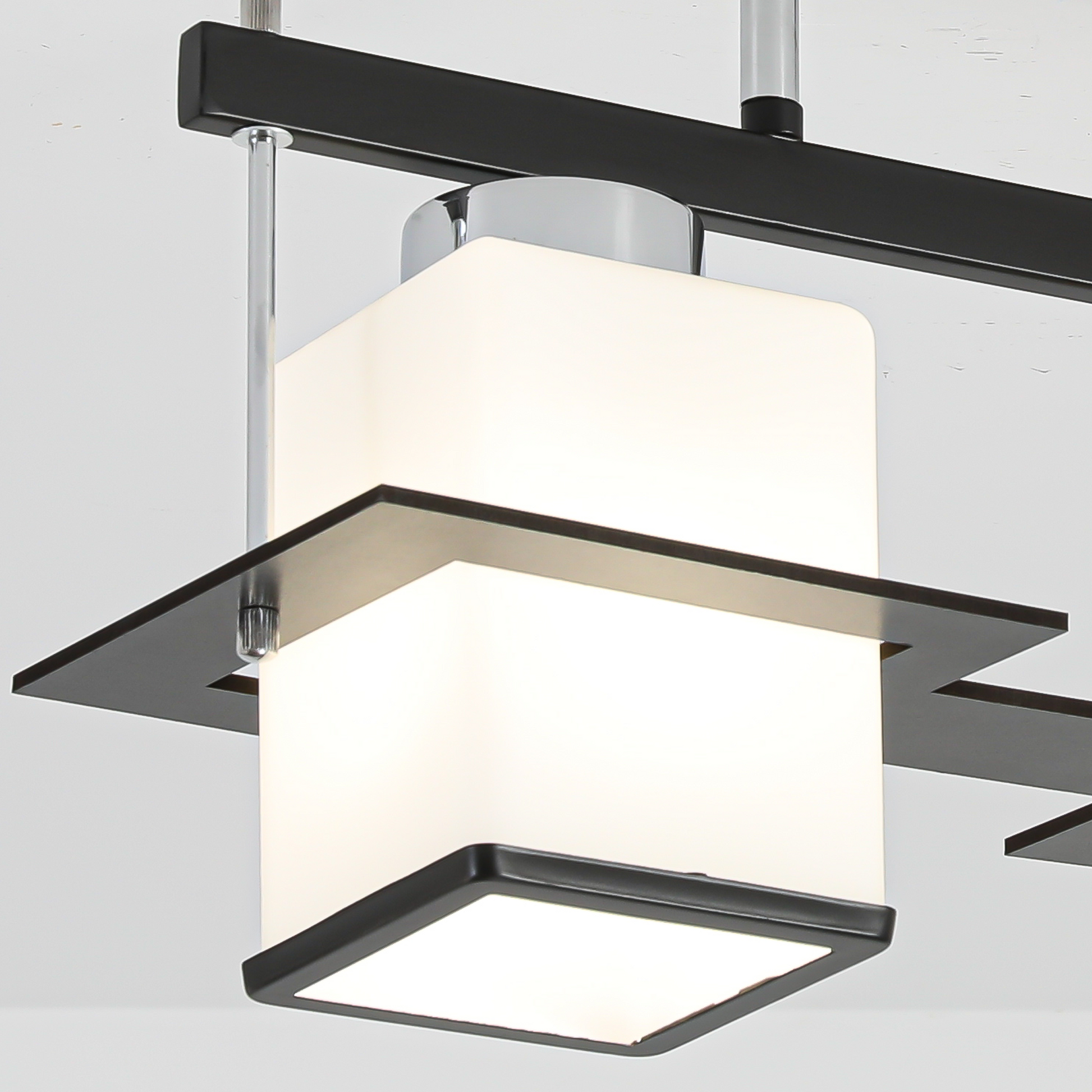 Aramis Classic Chandelier with Wood Square Shade 2X E27 Grey Black Classic Chandeliers Προεπιλεγμένος τίτλος Alessandro Design