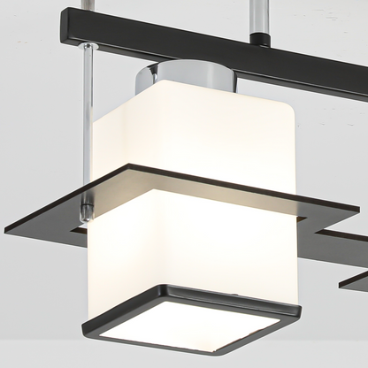 Aramis Classic Chandelier with Wood Square Shade 2X E27 Grey Black Classic Chandeliers Προεπιλεγμένος τίτλος Alessandro Design