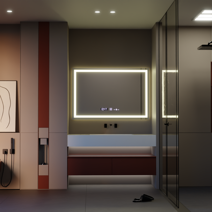 Ορθογώνιος καθρέφτης LED 120x80cm Vérité MotionGlow Marcello, Σύστημα αποθάμβωσης, Ρολόι & Θερμόμετρο, Ρυθμιζόμενοι Καθρέφτες Marcello Προεπιλεγμένος τίτλος Alessandro Design