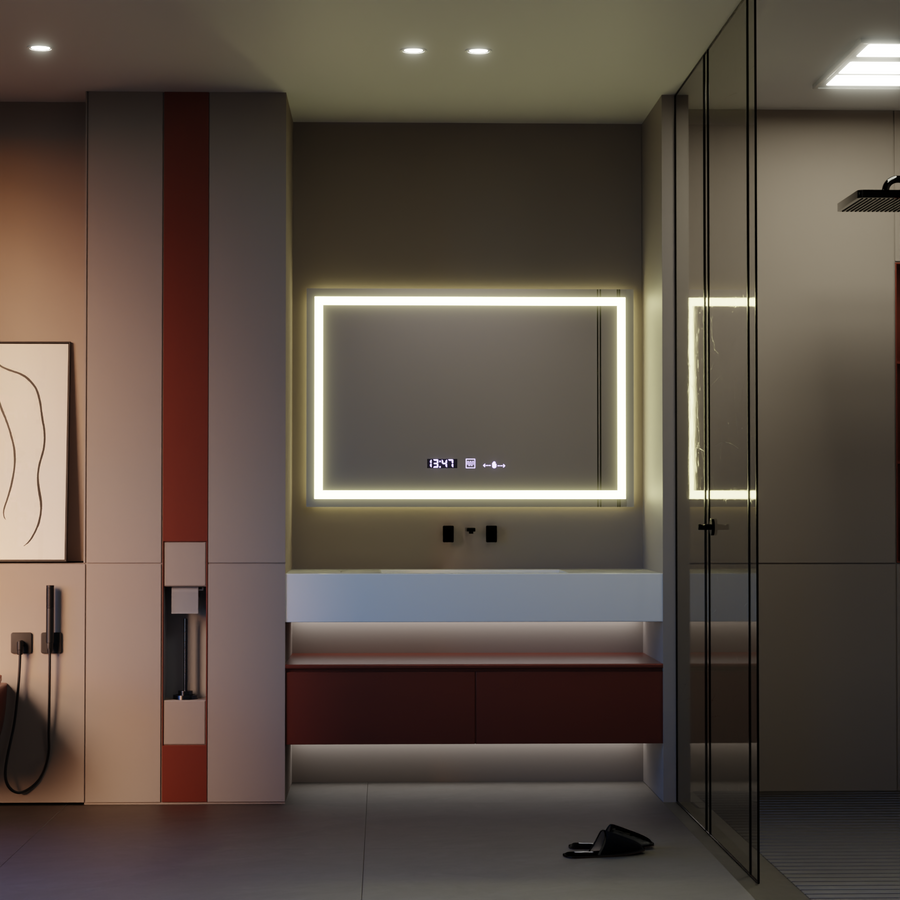 Ορθογώνιος καθρέφτης LED 120x80cm Vérité MotionGlow Marcello, Σύστημα αποθάμβωσης, Ρολόι & Θερμόμετρο, Ρυθμιζόμενοι Καθρέφτες Marcello Προεπιλεγμένος τίτλος Alessandro Design