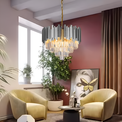 Crystal Chandelier BLOIS Eleganza 8xE14, Διάμετρος 50 cm, Ασημί, Ρυθμιζόμενο Ύψος Crystal Chandeliers Προεπιλεγμένος τίτλος Alessandro Design