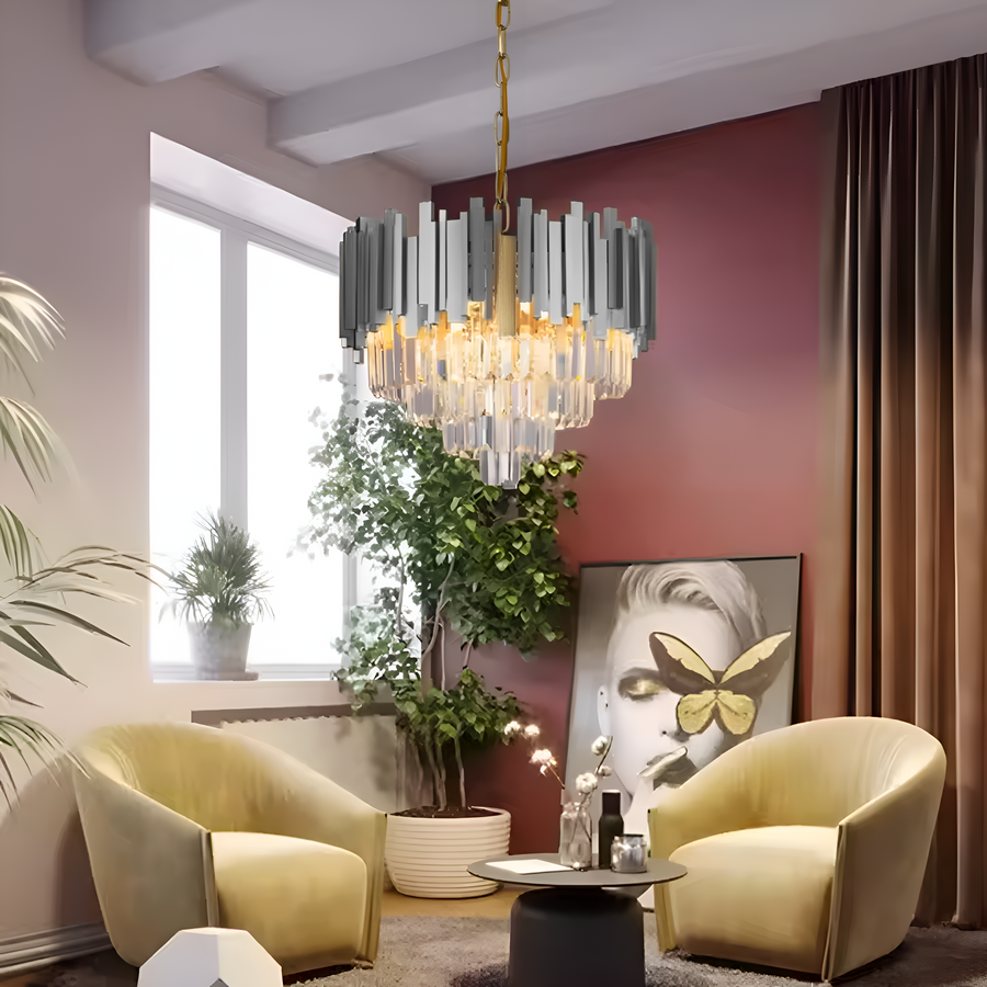Crystal Chandelier BLOIS Eleganza 8xE14, Διάμετρος 50 cm, Ασημί, Ρυθμιζόμενο Ύψος Crystal Chandeliers Προεπιλεγμένος τίτλος Alessandro Design
