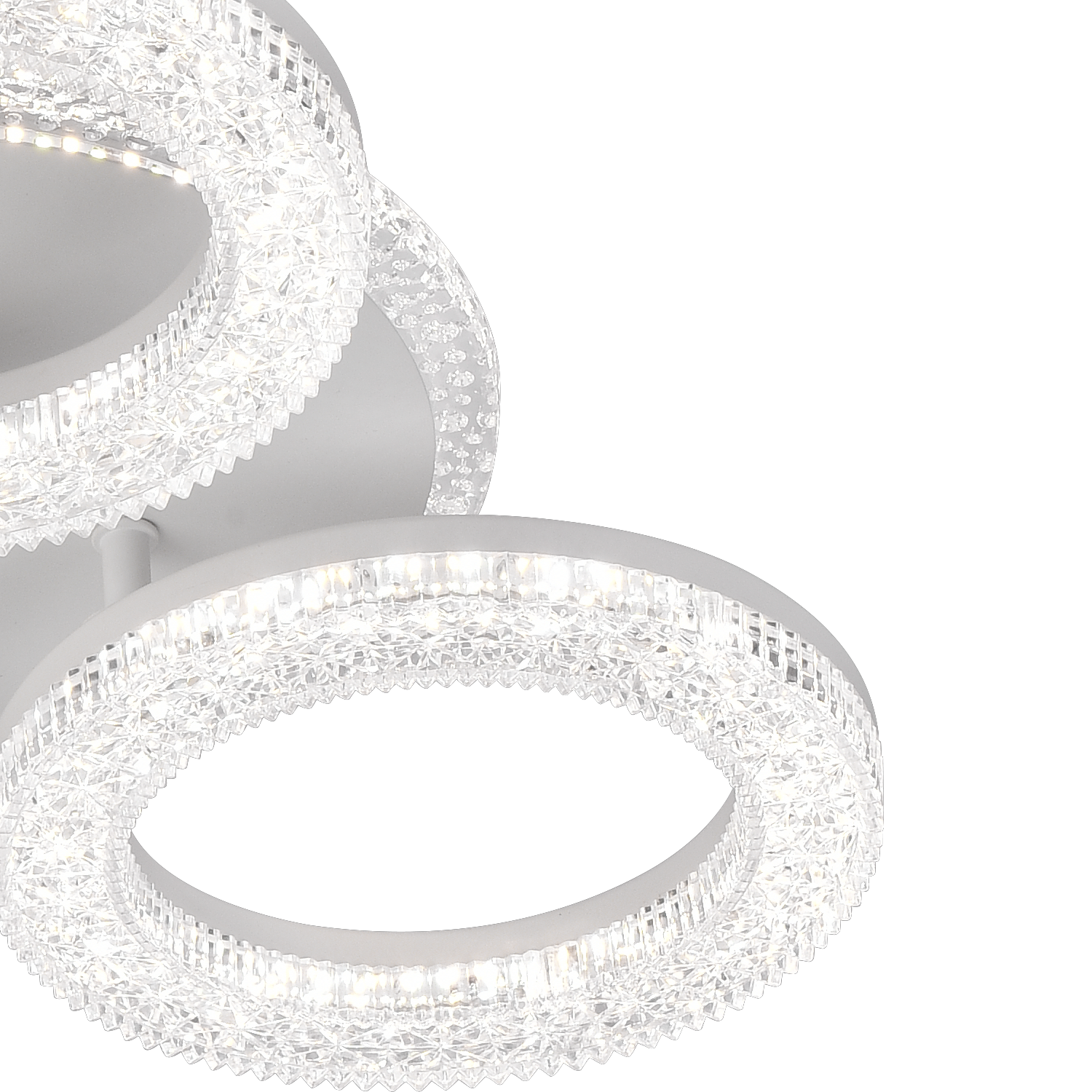 FREJA LED Πολυέλαιος με Τηλεχειριστήριο, 50W, 3000K/4000K/6000K, Dimmable, White, Crystals, 3 Circles LED Chandeliers with Remote Control Προεπιλεγμένος τίτλος Alessandro Design