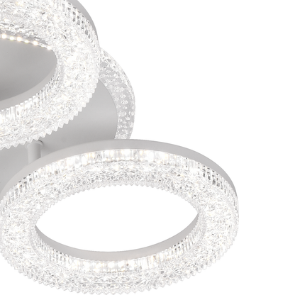 FREJA LED Πολυέλαιος με Τηλεχειριστήριο, 50W, 3000K/4000K/6000K, Dimmable, White, Crystals, 3 Circles LED Chandeliers with Remote Control Προεπιλεγμένος τίτλος Alessandro Design