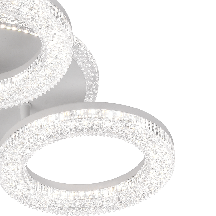 FREJA LED Πολυέλαιος με Τηλεχειριστήριο, 50W, 3000K/4000K/6000K, Dimmable, White, Crystals, 3 Circles LED Chandeliers with Remote Control Προεπιλεγμένος τίτλος Alessandro Design