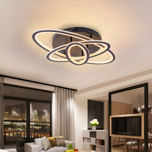 Πολυέλαιος LED με τηλεχειριστήριο TIANA 78W, 3 Ελλείψεις, Κρύο/Ζεστό/Ουδέτερο φως, Ρυθμιζόμενο, Μαύροι πολυέλαιοι LED με τηλεχειριστήριο Προεπιλεγμένος τίτλος Alessandro Design