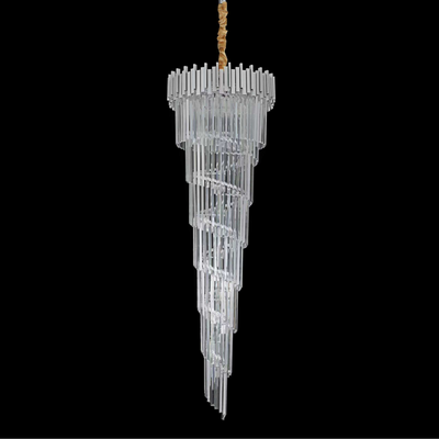 Crystal Chandelier CC110/600x1800, 28xE14, Διάμετρος 60cm, Ύψος 180cm, Χρώμιο και Ασημί, Ρυθμιζόμενο Ύψος, Κομψή σχεδίαση