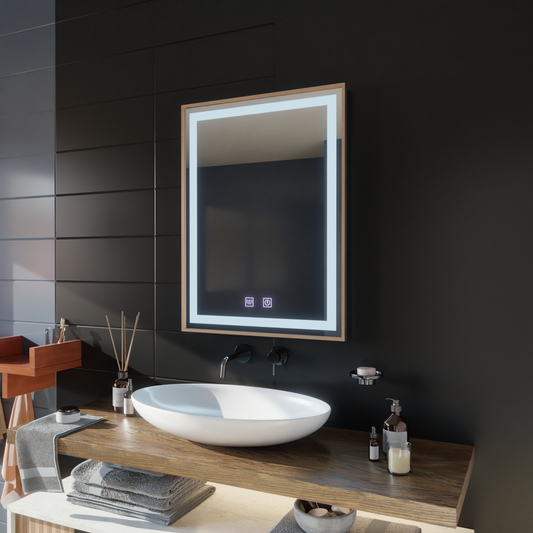 Καθρέφτης αφής Kariri LED, 60x80 cm, λειτουργία Demister, Gold Rose Brushed Frame Mirrors Korman E Προεπιλεγμένος τίτλος Alessandro Design