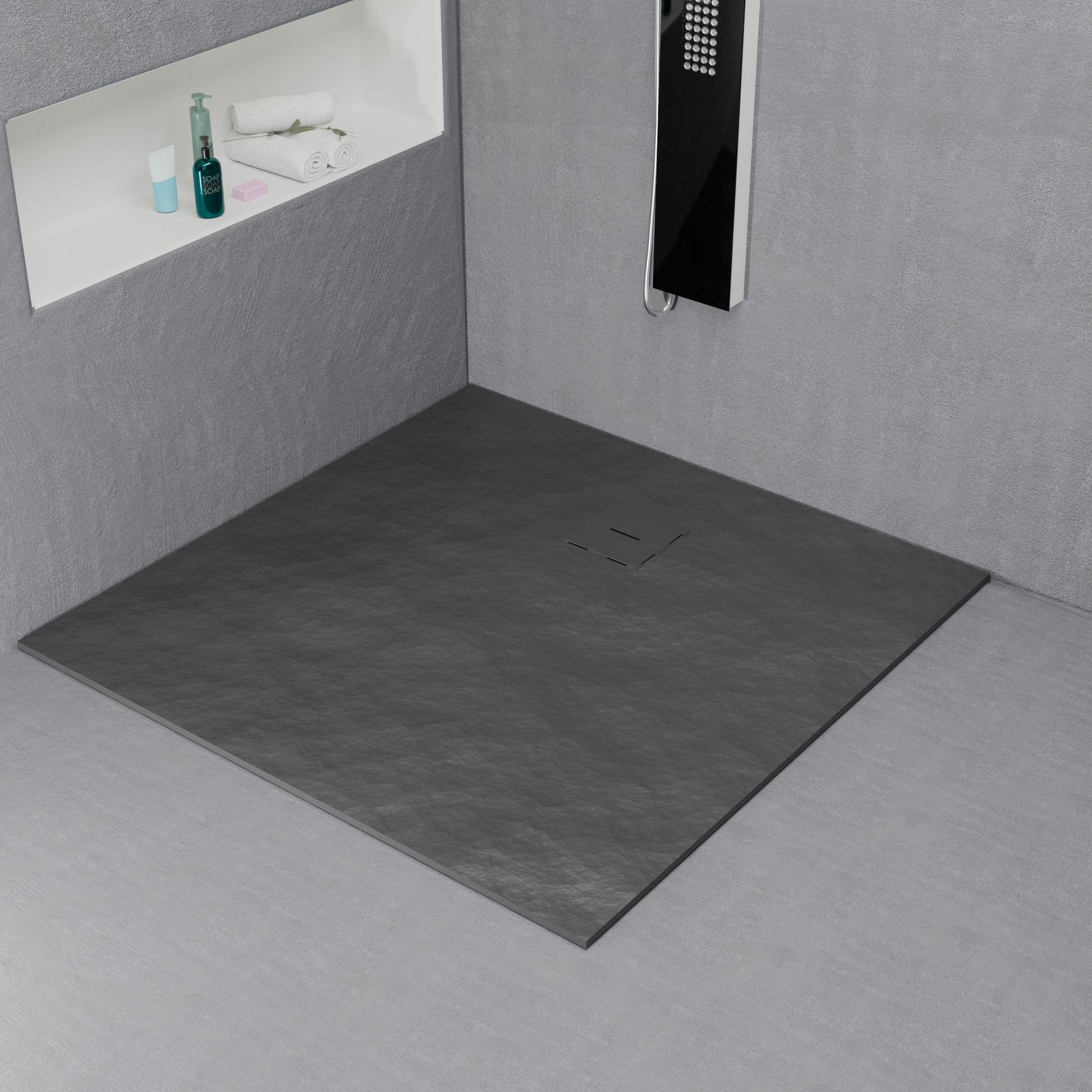 Τετράγωνος δίσκος ντους 90x90 cm, λεπτός 3 cm, σκούρο γκρι Home & Garden Προεπιλεγμένος τίτλος Alessandro Design