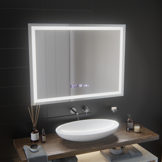 Ορθογώνιος καθρέφτης LED, 100x75 cm, Verite MotionGlow Marcello, Σύστημα αποθαμβώματος, Ρολόι & Θερμόμετρο, Καθρέφτες Dimable Marcello Προεπιλεγμένος τίτλος Alessandro Design