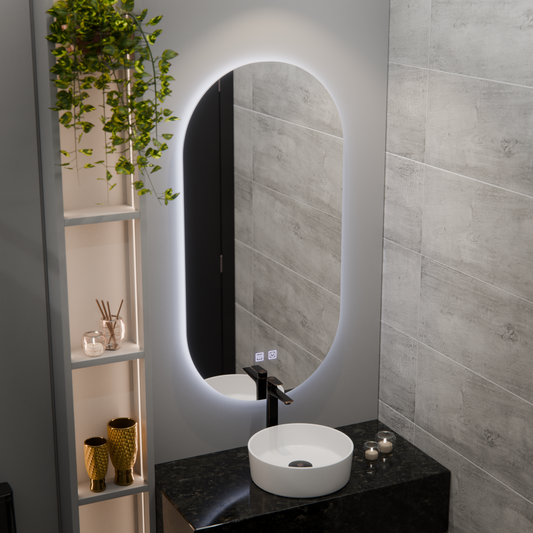 Οβάλ καθρέφτης LED, 50x100cm, Velara Touch, Σύστημα Demister, Dimmable