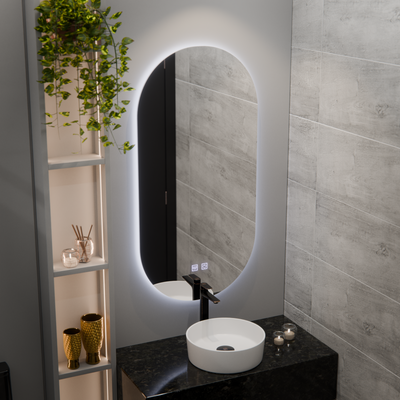 Οβάλ καθρέφτης LED, 50x100cm, Velara Touch, Σύστημα Demister, Dimmable