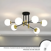 Στρογγυλός πολυέλαιος White Globe, PENTHOUSE Lounge, 6xE27, Μαύρο / Χρυσό, Μεταλλικοί Μοντέρνοι Πολυέλαιοι Προεπιλεγμένος τίτλος Alessandro Design